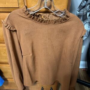 SHEIN Camel Ruffled Blouse